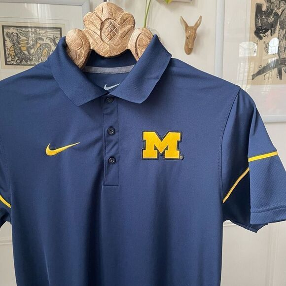 Nike Jumpman Dri Fit University of Michigan Polo Golf Shirt Blue S - Picture 2 of 8